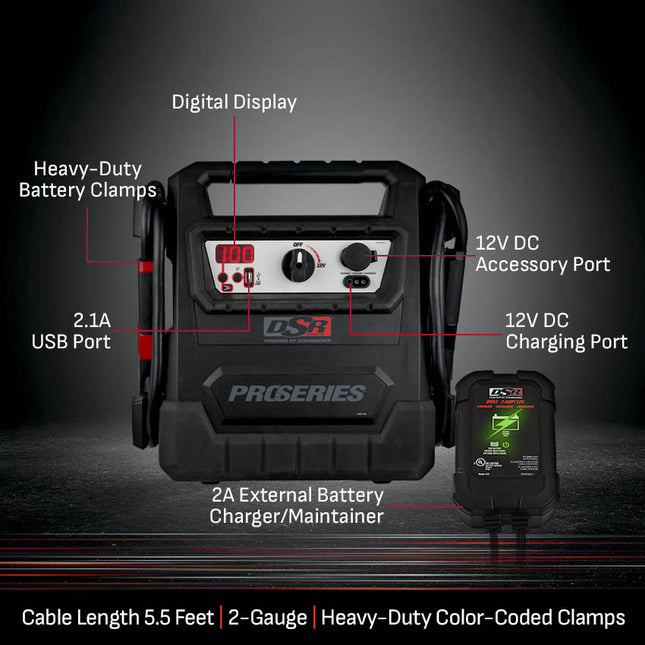 Schumacher Electric 4000A Car Battery Jump Starter and Portable Power Station, Professional Grade, 12V DC Charging and 2.1A USB Charging, For 12V Automotive and Marine Batteries, DSR159