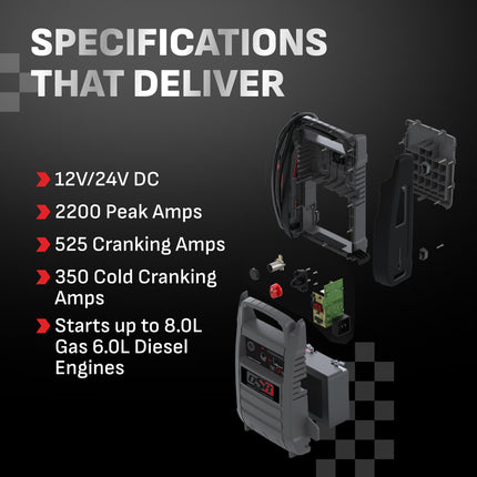 Schumacher Electric 4400A Car Battery Jump Starter and Portable Power Station, Professional Grade, 12V DC Charging and 2.1A USB Charging, For 12V/24V Automotive and Marine Batteries, DSR166