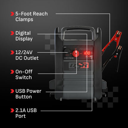 Schumacher Electric 4400A Car Battery Jump Starter and Portable Power Station, Professional Grade, 12V DC Charging and 2.1A USB Charging, For 12V/24V Automotive and Marine Batteries, DSR166