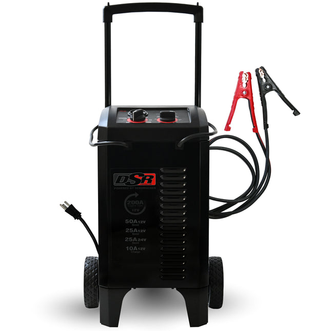 Schumacher Electric Wheeled Manual Timer-Controlled 10A Battery Charger and 200A Engine Starter, 50A Boost, DSR Professional Grade, For 12V/24V Automotive and Marine Batteries, DSR140