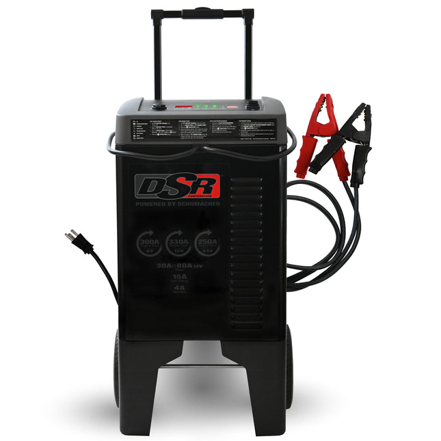 Schumacher Electric Automatic Wheeled 15A Car Battery Charger and 330A Engine Starter, 80A Boost, DSR Professional Grade, For 6V/12V/24V Automotive and Marine Batteries, DSR124