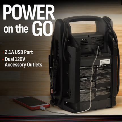 Schumacher Electric 2250A Car Battery Jump Starter and Portable Power Station, For 12V Batteries, Professional Grade, 12V DC and 2.1A USB Charging, For Automotive and Marine Batteries, DSR167