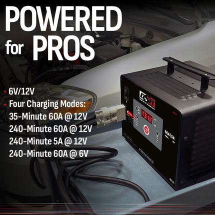 Schumacher Electric 60A Car Battery Charger and Maintainer, Manual and Automatic Operation, Battery Tester, DSR Professional Grade, For 6V/12V Automotive and Marine Batteries, DSR134