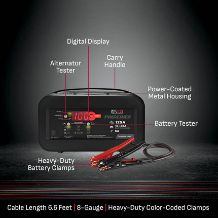 Schumacher Electric 6A Car Battery Charger and 125A Engine Starter, Maintainer, 40A Boost, Service Mode, DSR Professional Grade, For 6V/12V Automotive and Marine Batteries, DSR145